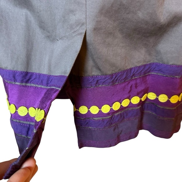Boden | Women's Gray & Purple Ribbon Detail Pinafore Apron Shift Dress Size 6 - Picture 7 of 12